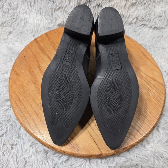 Franco Sarto Women Size 5.5M Black Leather Western Pointy Toe Heeled Ankle Boots - Picture 7 of 10